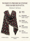 Luxe Chinon Women Phulkari Black Dupatta with Lace Border & Traditional Motif Work