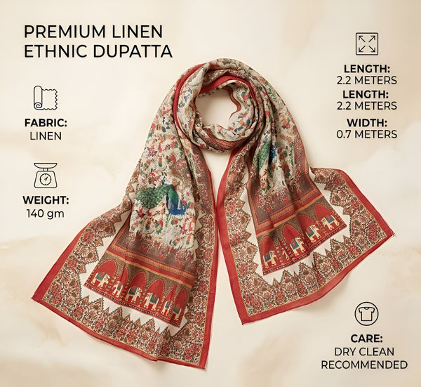 Linen Ethnic Printed Women Dupatta