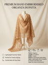 Gold Organza Embroidered Dupatta for Women with Paisley & Floral