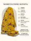 Luxe Cosmos Womens Yellow Dupatta with Zari Brush Print & Lace Border