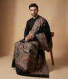Mir-e-Khas Men's Mughal Palace Scenic Jacquard Woven Black Shawl with Zari Work