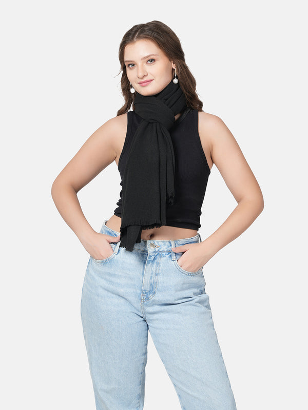 Solid Woolen Women Stole | Classic Minimal Wrap (80 × 28 Inches)