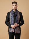 Reserve Mens Bamboo Silk Floral Kalamkari Printed Blue Stole