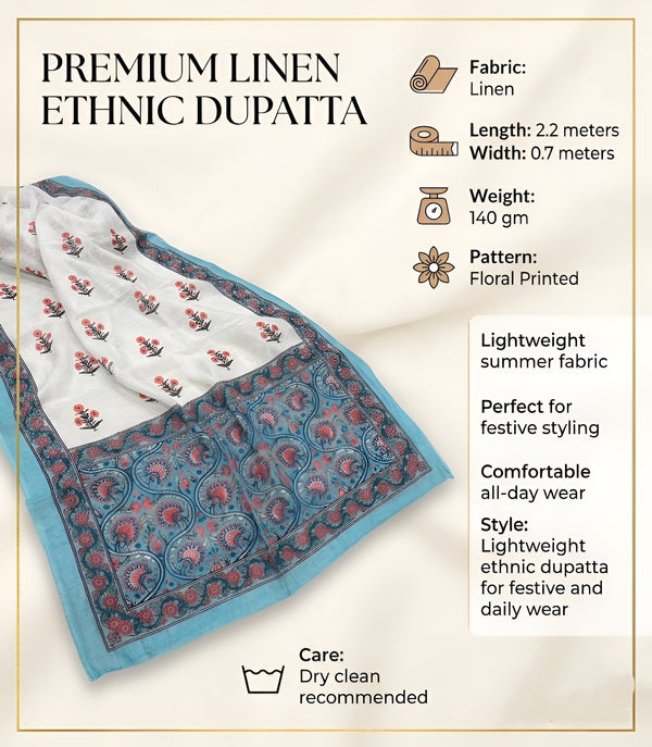 Linen Ethnic Printed Women Dupatta