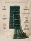 Net Green Dupatta with Twill Zari Sequin Wave Work