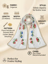 Luxe Organza Women White Dupatta with Handbrush Floral Art & Beads