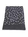 Micro Wool Black Feather Motif Women Stole | Soft Wrap with Subtle Woven Accents (80 × 28 Inches)