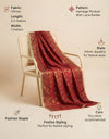 Heritage Phulkari Chinon Maroon Mens Dupatta with Elegant Lace Border