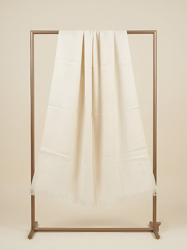 Everyday Micro Wool Solid White Stole | Soft & Lightweight Wrap