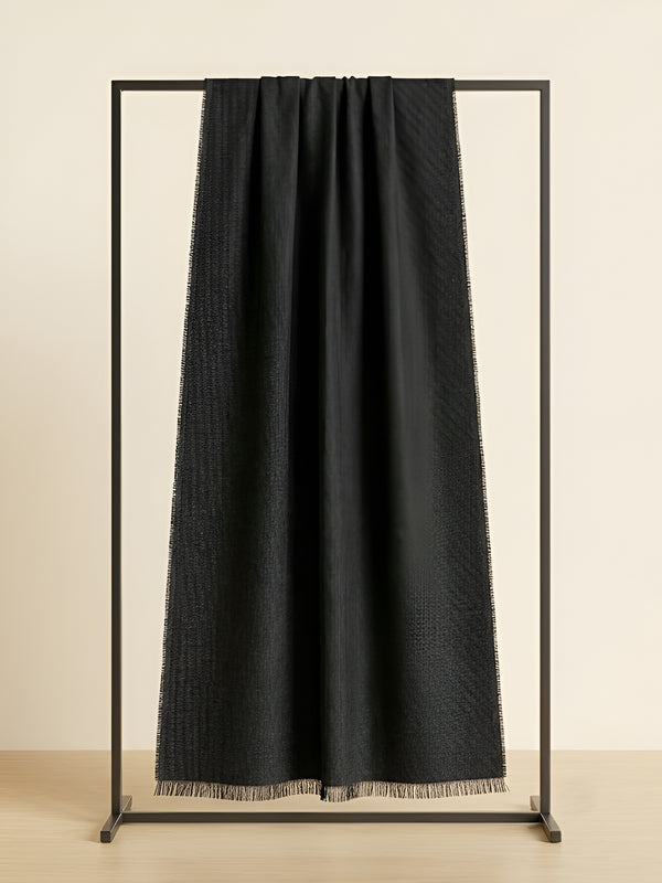 Everyday Micro Wool Solid Black Stole | Soft & Lightweight Wrap