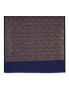 Woolen Women Shawl in Blue with All-Over Floral Jaal Weave (80 x 40 Inches)