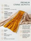 Luxe Fendi Women Mustard Dupatta with 2 Side Scalloped Border, Mirror Detailing & Buti Embellishment
