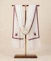 Regal Woven Border Accent Corner Wool Blend White Stole | Kashmiri Inspired