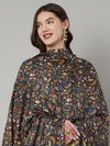 Printed Bamboo Silk Women Shawl – Black Floral Statement Wrap (80 x 40 Inches)