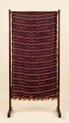 Maroon Nazneen Chiffon Dupatta with Multicolor Stripes & Pom Pom Border