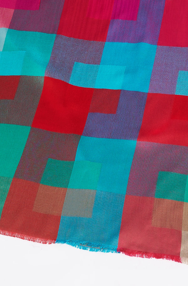 Bamboo Silk Mens Stole with Modern Checkered Pattern | Lightweight & Elegant | 80×28 Inches