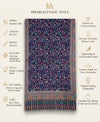 Reserve Mens All-Over Kalamkari Floral Print Bamboo Silk Blue Stole