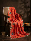 Luxe Cosmos Womens Orange Dupatta with Zari Brush Print & Lace Border