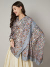 Bamboo Silk Grey Kashmiri Women Stole with Traditional Paisley Jaal | Soft & Elegant | 80×28 Inches