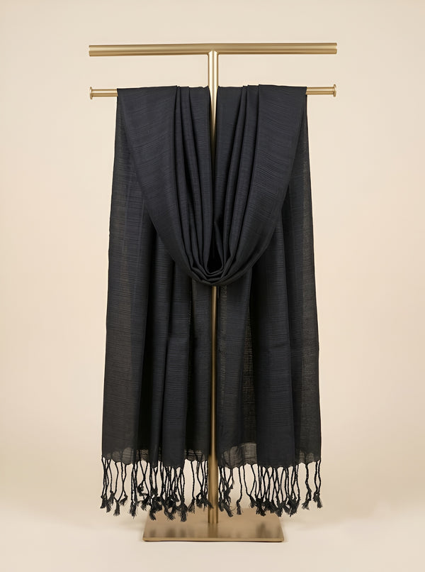 Everyday Solid Textured Viscose Black Women's Stole | Lightweight Wrap