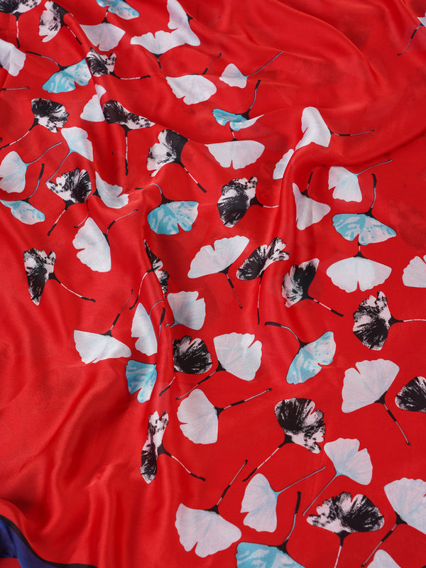 Printed Silk Women Stole with Artistic Motif Design | Elegant Lightweight Wrap (80 × 28 Inches)