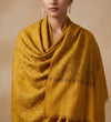 Naqsh-e-Kashmir Sozni Jaal Embroidered Yellow Shawl | Traditional Kashmiri Wool Blend