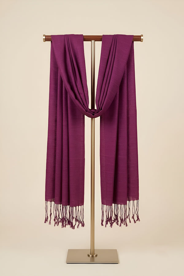 Everyday Solid Textured Viscose Purple Women's Stole | Lightweight Wrap