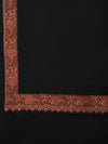 Classic Woolen Mens Shawl with Embroidered Border in Rich Black (80 x 40 Inches)