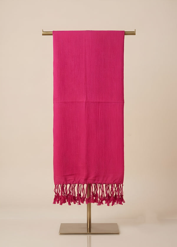 Everyday Solid Textured Viscose Pink Women's Stole | Lightweight Wrap