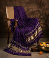 Luxurious Gajji Silk Blue Dupatta with Bandhani Dots & Zari Border
