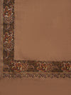 Classic Woolen Mens Shawl with Embroidered Border in Rich Brown (80 x 40 Inches)