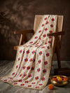 Luxe Chinon Women Phulkari White Dupatta with Lace Border & Traditional Motif Work