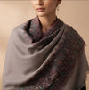 Naqsh-e-Kashmir Woven Kani Jacquard Border Grey Shawl | Wool Blend