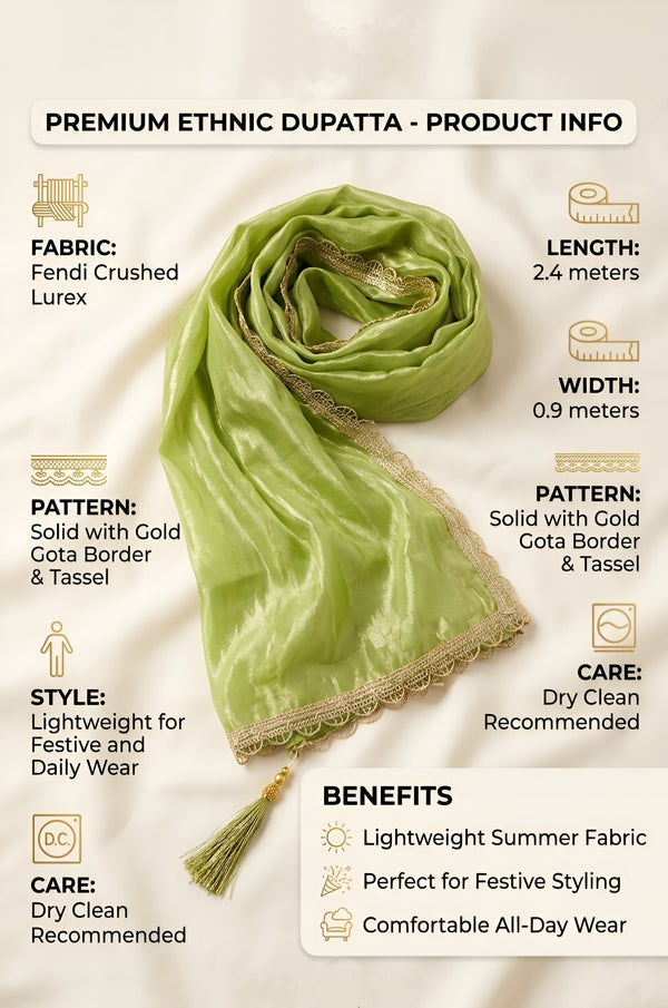 Fendi Mens Dupatta – Green Tone with Lace Border & Latkan Finish