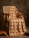 Luxe Chinon Women Phulkari Beige Dupatta with Lace Border & Traditional Motif Work