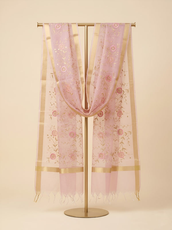 Organza Meena Jaal Mens Dupatta – Rani with Gold Woven Design