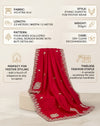Luxe Vichitra Women Red Dupatta with 4 Side Scalloped Embroidered Border & Buti Embellishment