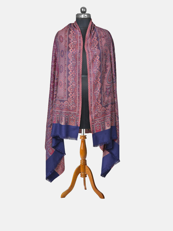 Blue Jamawar Wool Blend Mens Shawl with Intricate Paisley Weave – 80×40 Inches