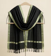 Cotton Mens Dupatta – Black with Golden Border & Tassel Finish