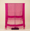 Pink Organza Dupatta with Golden Beads Work & Tassel Border