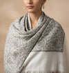 Naqsh-e-Kashmir Sozni Jaal Embroidered White Shawl | Traditional Kashmiri Wool Blend