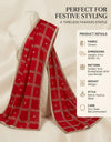 Red Chinon Dupatta with Gold Grid Embellishment (Size: 2.5x1 m Approx)