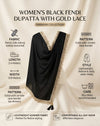 Fendi Mens Dupatta – Black Tone with Lace Border & Latkan Finish