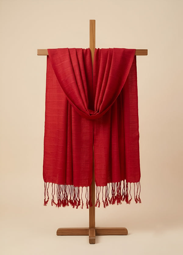 Everyday Solid Textured Viscose Maroon Women's Stole | Lightweight Wrap