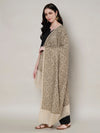 Woolen Women Shawl in Beige with All-Over Floral Jaal Weave (80 x 40 Inches)