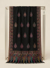 Regal Kani Woven Paisley Border Wool Blend Black Stole | Kashmiri Inspired