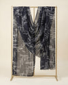 Signature Bamboo Silk Abstract PrintedStole | Modern Geometric Brushstroke Print