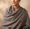 Naqsh-e-Kashmir Inspired Jamawar Floral Paisley Vine Wool Blend Grey Shawl