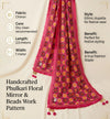 Luxe Handcrafted Chinon Phulkari Floral Mirror & Beads Work Pink Dupatta