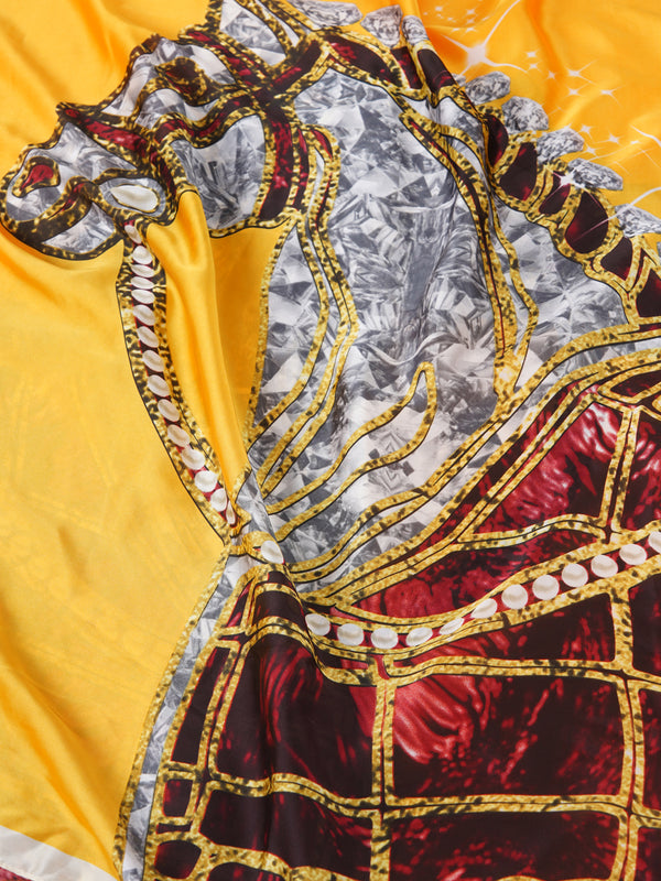 Printed Silk Women Stole with Artistic Motif Design | Elegant Lightweight Wrap (80 × 28 Inches)